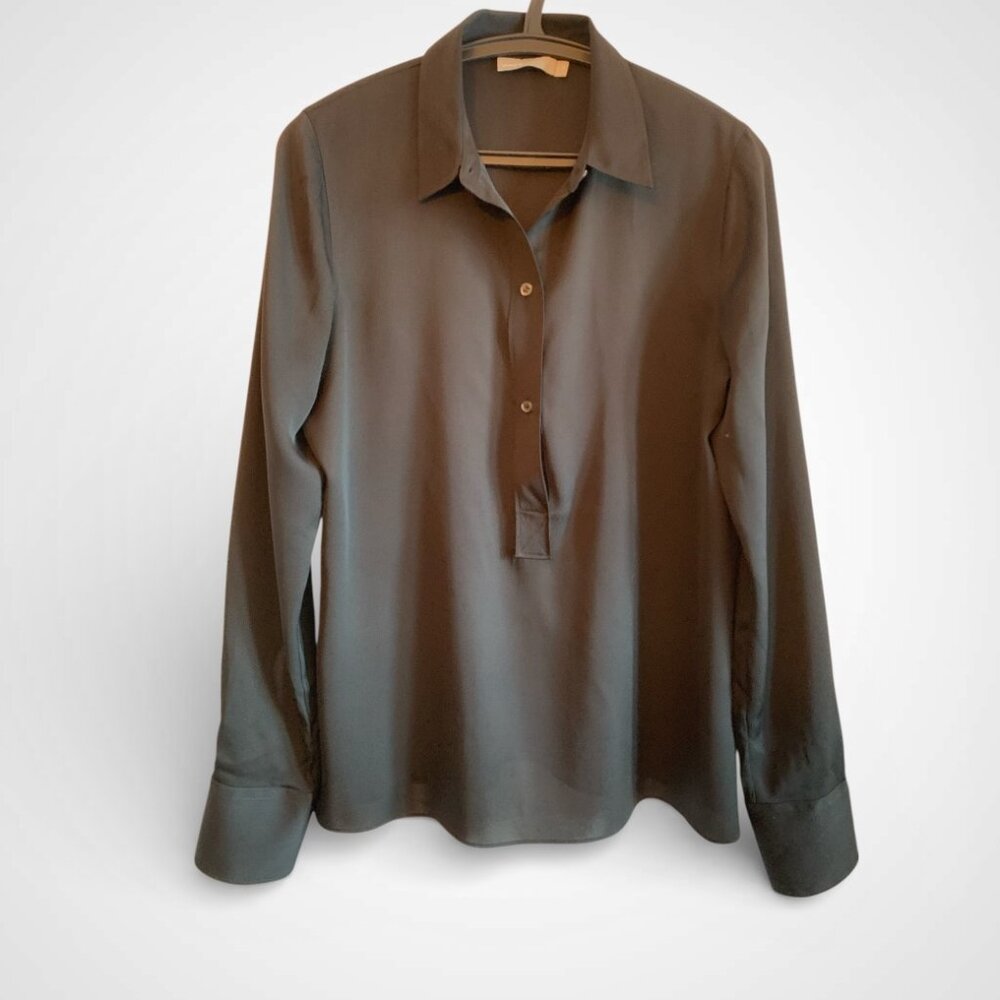 Vince black silk pop over shirt, Size 10